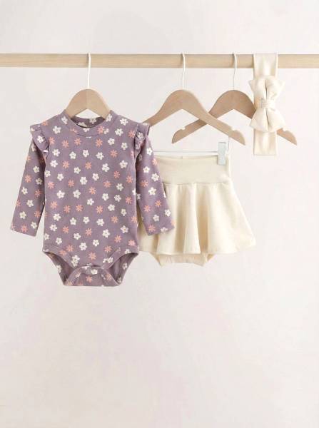 Κορμάκι μωβ μαργαρίτες & εκρού