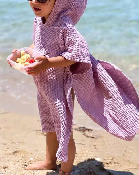 Poncho baby blue πικέ