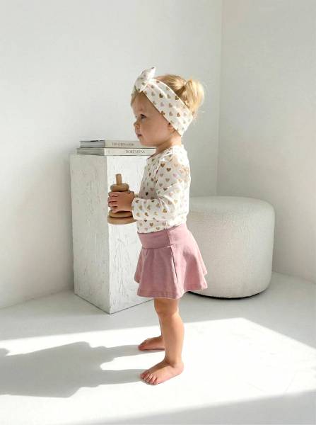 Κορμάκι Small hearts & shine nude skirt