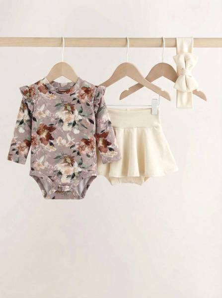 Κορμάκι μπέζ floral & εκρού