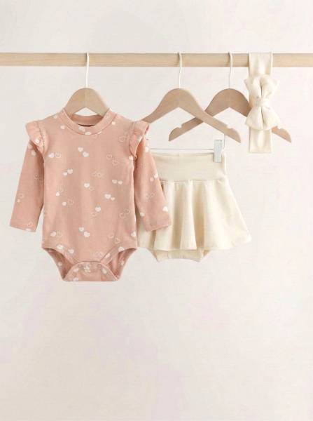 Κορμάκι Σομόν καρδιές & εκρού