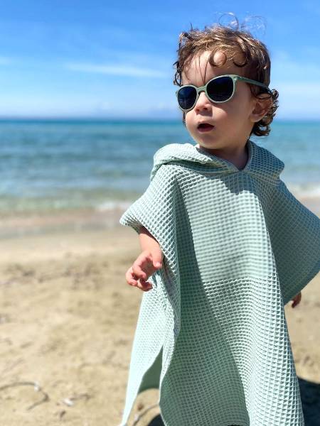 Poncho ροζ dots muslin