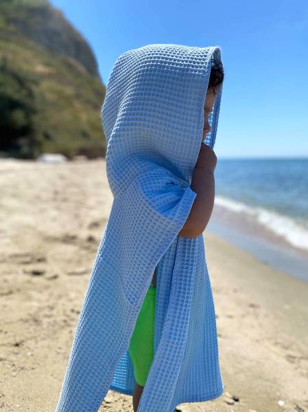 Poncho λευκό dots muslin