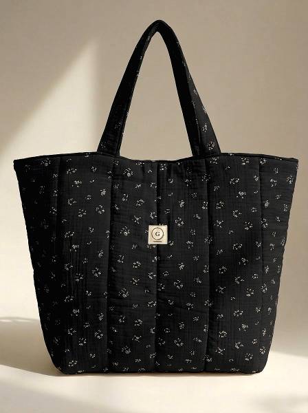 Τσάντα θαλάσσης Black silver dots