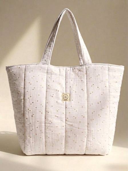 Τσάντα θαλάσσης Λευκή gold dots