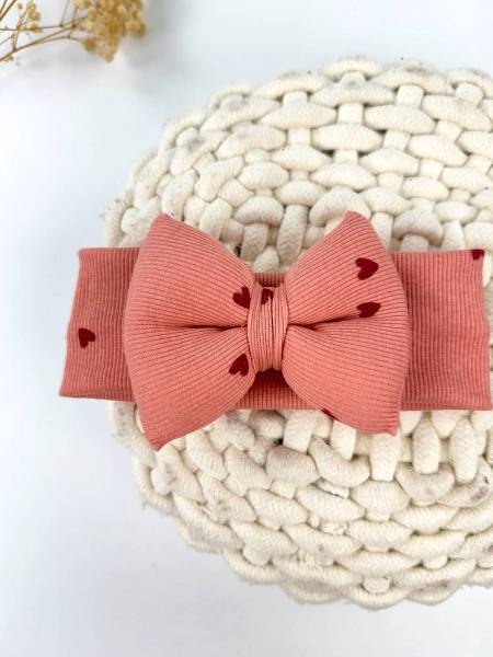 Κορδέλα rib hearts βαμβακερή