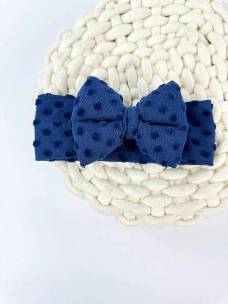Κορδέλα navy dots βαμβακερή