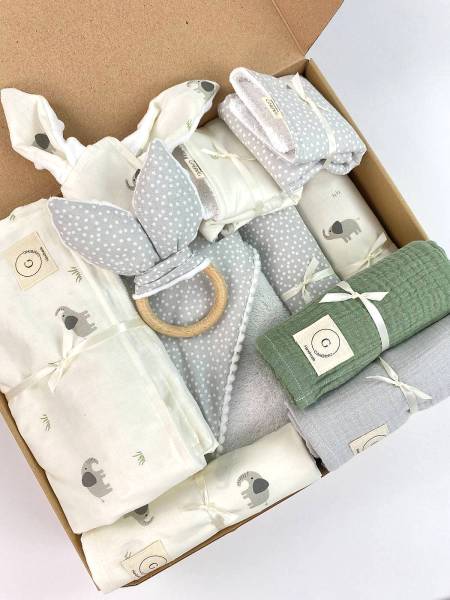 Newborn Elephant & Grey dots