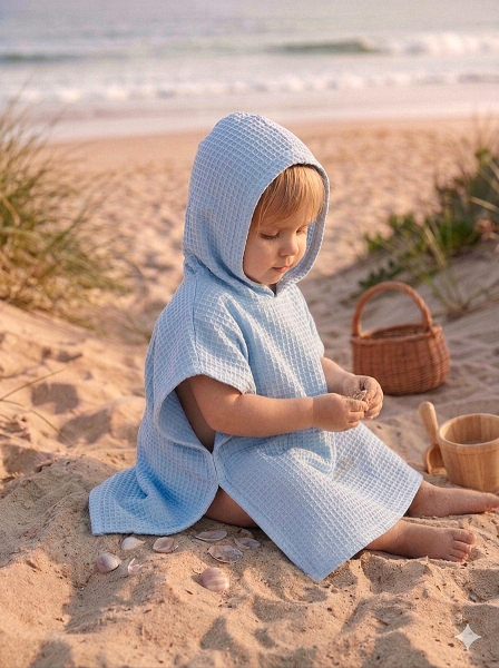 Poncho Λευκό gold dots muslin