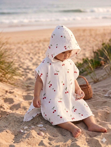 Poncho White leopar muslin