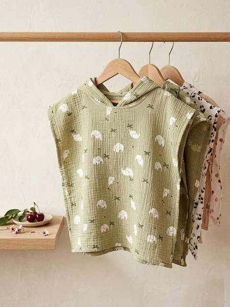 Poncho elephants muslin
