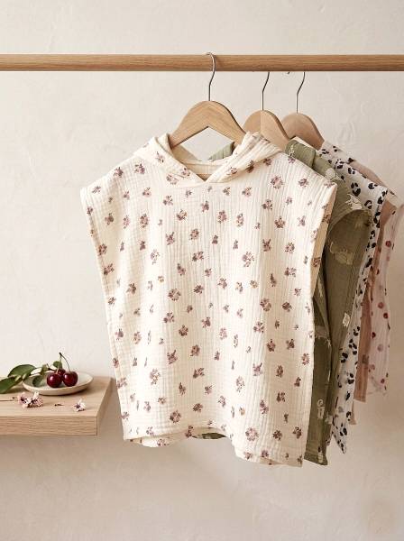 Poncho floral muslin