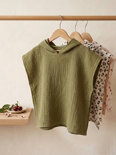 Poncho Λαδί muslin