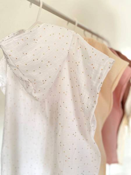 Poncho λευκό dots muslin