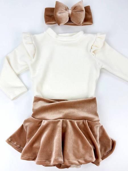 Set Εκρού & caramel βελουτέ