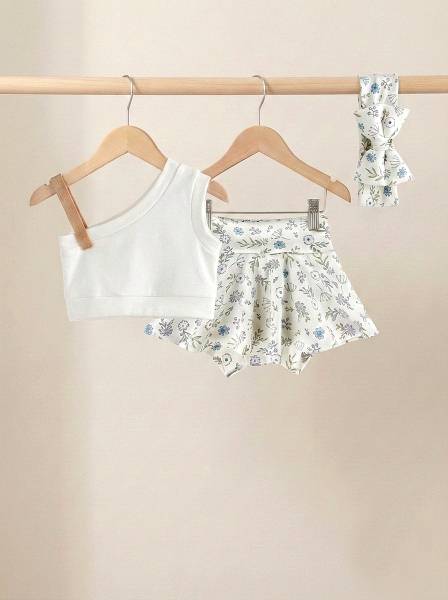 Crop top εκρού & λιλά λουλούδι