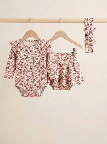 Κορμάκι floral & καφέ βελουτέ