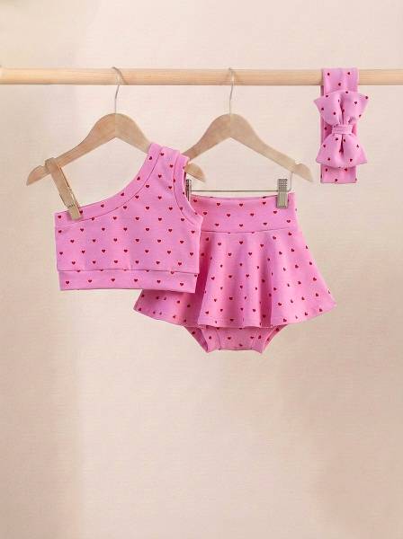 Crop top Pink hearts