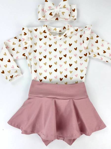 Set small hearts & nude skirt