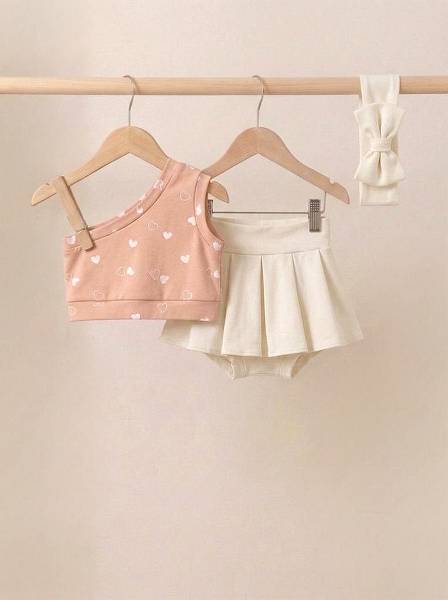 Crop top Σομόν καρδιές