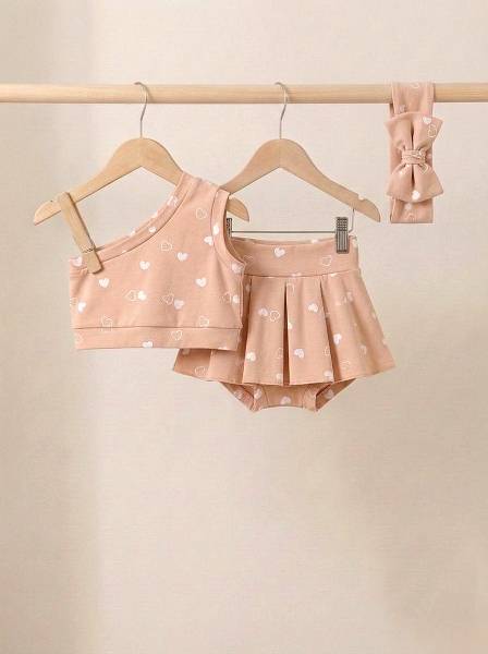 Crop top Σομόν καρδιές