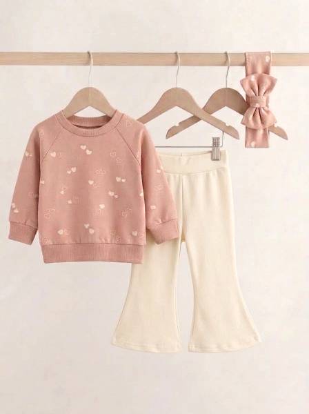 Sweatshirt Σομόν καρδιές & Εκρού