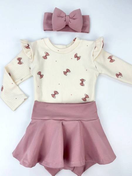 Set tiny bows & nude skirt