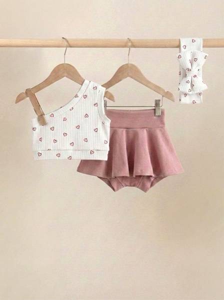 Crop top tiny hearts & nude