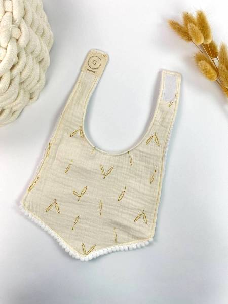 Σαλιάρα μουσελίνας λευκή gold dots